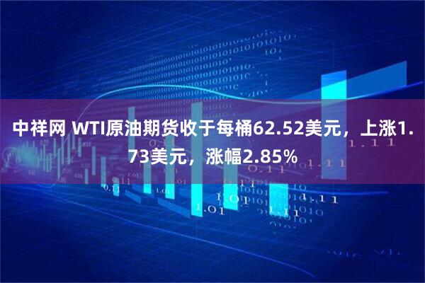 中祥网 WTI原油期货收于每桶62.52美元，上涨1.73美元，涨幅2.85%